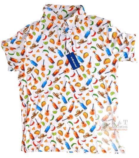 New Size LG Men's Uideazone Tacos & Tequila Golf Shirt