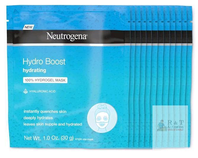 New NEUTROGENA Hydro Boost Moisturizing & Hydrating 100% Hydrogel Face Mask Sheet with Hyaluronic Acid , 12 Pack