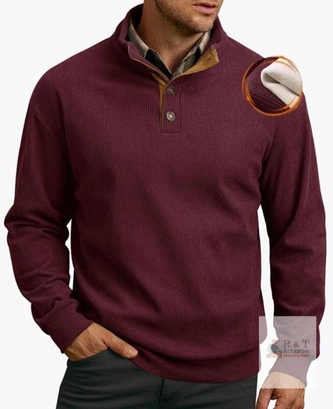 New sz XLarge Mens Corduroy Fleece-Lined Sweatshirts Winter Heavyweight Casual Fashion Button Pullover