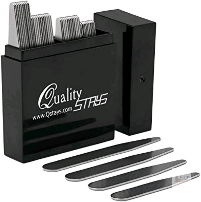 New 44 Metal Collar Stays for Men &ndash; 4 Sizes in Elegant Black Box