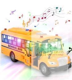 New Yellow School Bus Toys for Toddlers with 4 Different Flashing Lights & Sound, Back and Side Doors Open Friction-Powered Wheels Light Up Toy Buses Birthday Gift 3 4 Year Old and Up Girl Boy Toys