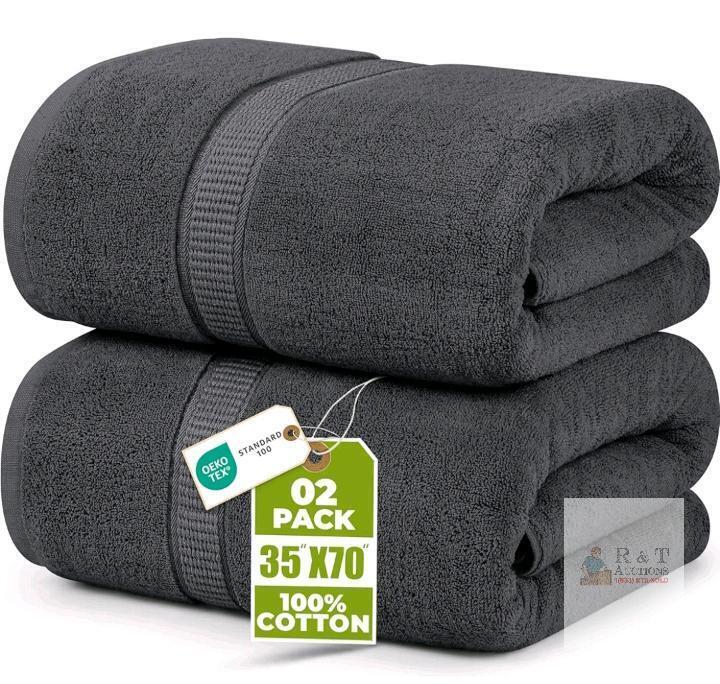 New - Utopia Towels Luxurious Jumbo Bath Sheet, 35"&times;70" , 500 GSM 100% Ring Spun Cotton, Highly Absorbent and Quick Dry Extra Large Bath Towel, Super Soft, Grey, 2 Pack