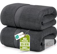 New - Utopia Towels Luxurious Jumbo Bath Sheet, 35"&times;70" , 500 GSM 100% Ring Spun Cotton, Highly Absorbent and Quick Dry Extra Large Bath Towel, Super Soft, Grey, 2 Pack