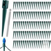 New 100pcs Christmas Light Stakes, 5.31in C7 C9 Outdoor Garden Ground Lawn Yard Spikes for Outside String Lights With Metal Drill Bit for Handheld Electric Drill Installation