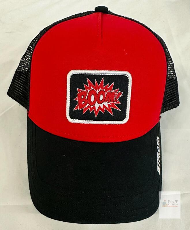 NEW Callaway BOOM! Trucker Hat Red/Black Snapback, Mesh Back, Comic Patch, Adjustable Adult