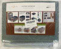 NEW Ausfox 7-Grid Collapsible Clothes Organizer, 17.7x9.8x7.1 in, Grey, Handle & Label Holder