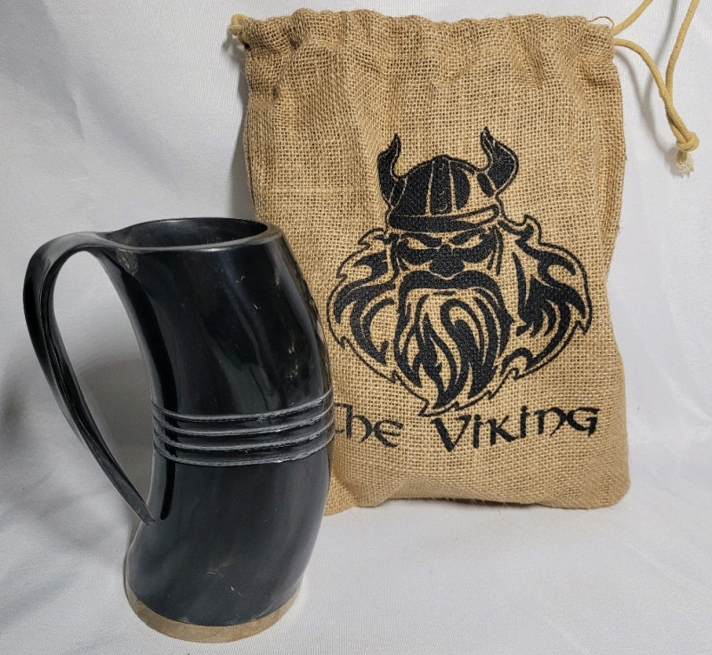 The Viking OX / Buffalo Horn Mug & Travel Bag - New