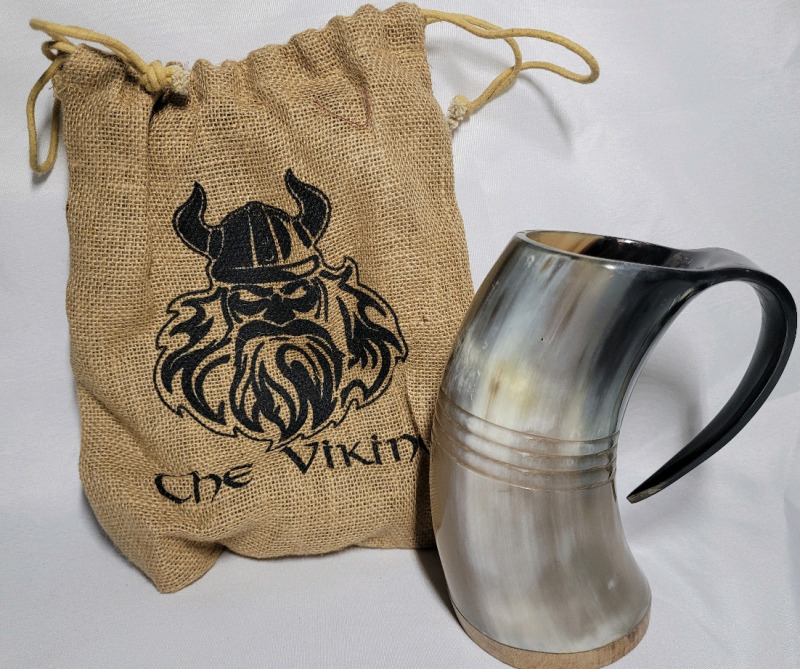 The Viking OX / Buffalo Horn Mug & Travel Bag - New