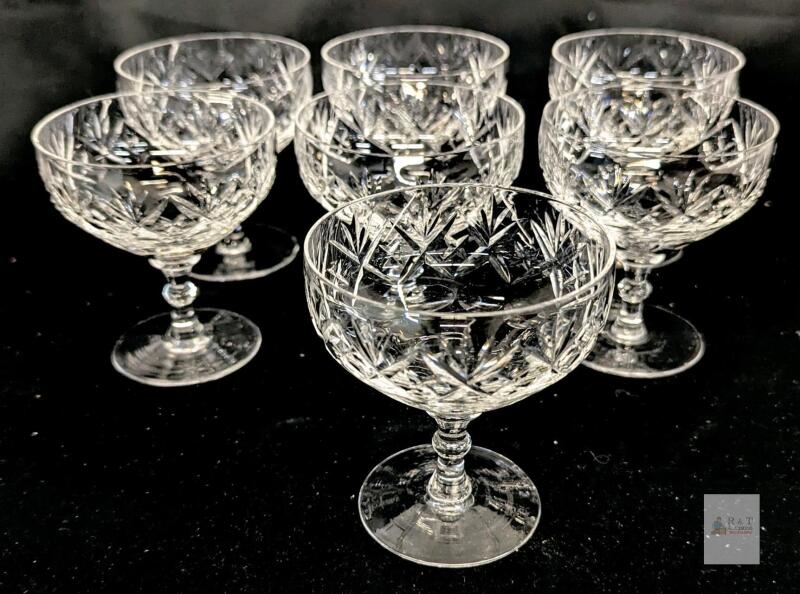 7 Vintage Webb Corbett Crystal Dessert Glasses, 4" Tall, No Chips or Cracks