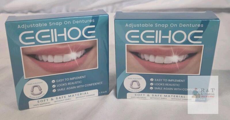 EELHOE Adjustable Snap-On Dentures &ndash; Cosmetic Dental Appliance, White,