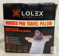 NEW LOLEX Hooded Pro Travel Pillow Set, Model NPWHP-RP, Memory Foam, 100% Cotton, Rose Pink, Barcode X004S65F7B