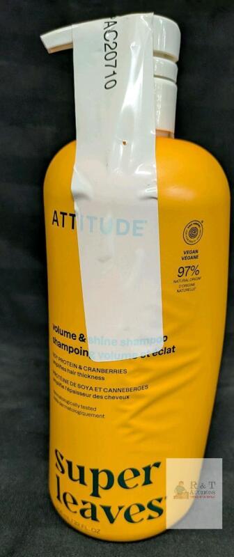 ATTITUDE Super Leaves Volume & Shine Shampoo, 32 FL. OZ., Soy Protein & Cranberries, Vegan
