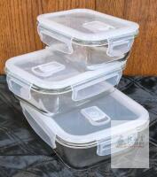 3 New Navaris Glass Containers with Air Vents