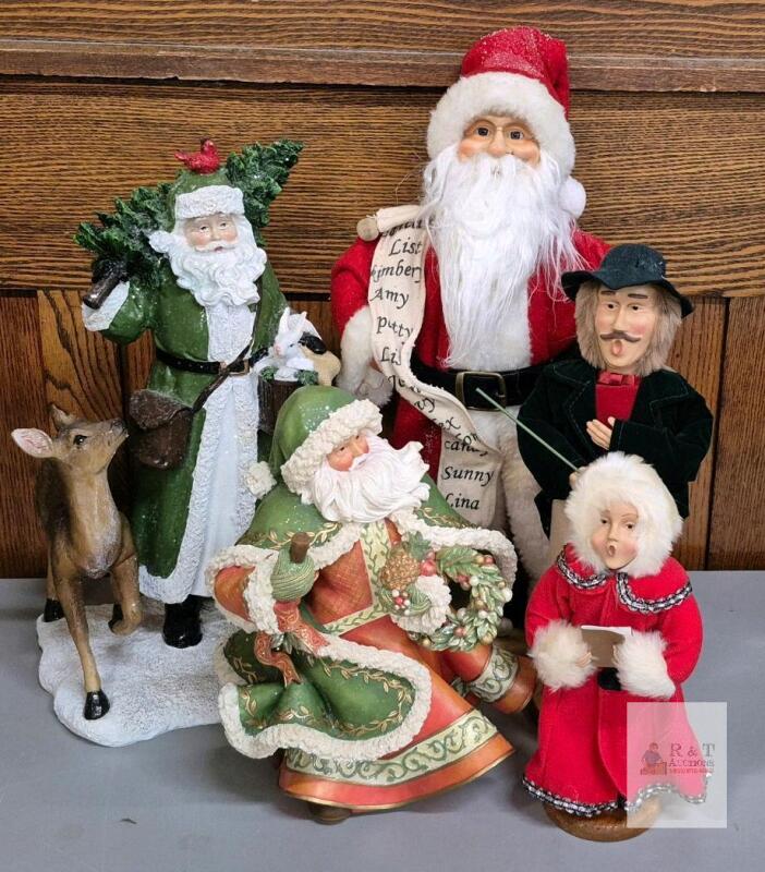 Regency & Byers' Choice Santa & Caroler Figurines, 14" Trail Santa with Deer,