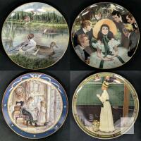 4 Vintage Limited Edition Collector's Plates : SCARLETT AND HER SUITORS by Howard Rogers First issue in the GONE WITH THE WIND GOLDEN ANNIVERSARY SERIES, "A Mother's Welcome" BY NORMAN ROCKWELL, Patient Angel by TRISHA ROMANCE & The Pintail (Ducks), With 