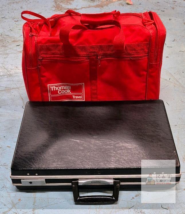 Dionite Black Hard-Shell Briefcase 18"x12.5" & Thomas Cook Red Travel Duffel Bag 21.5"x12.5"