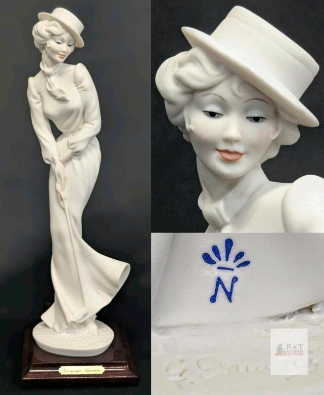Rare Vintage Giuseppe Armani Porcelain Figurine "Lady Plays Golf" 1990 Florence, Italy 0835F, 10.5" Tall, No Chips or Cracks