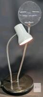 2-Arm Combination Table Lamp and 2x Magnifier on Weighted Base, Up to 20", Tested, With Light Bulb