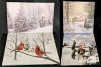 4 Winter / Holiday Light-Up Stretched Canvas Prints, Battery Powered, 15.5" &times; 15.85" to 23.5" &times; 15.75" - Tested