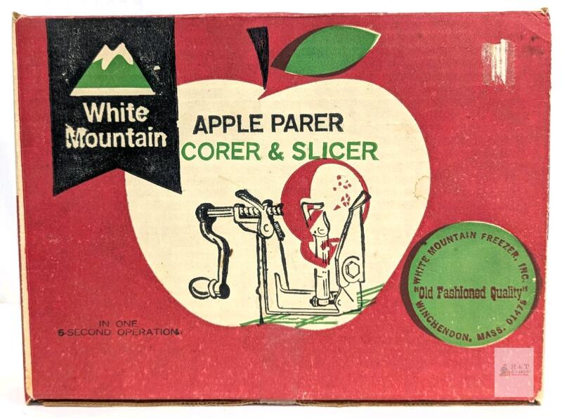 Vintage White Mountain Apple Parer, Corer & Slicer in 5 Seconds! With Original Box