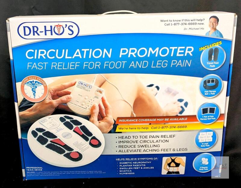 Dr-Ho's Circulation Promotor / Fast Relief For Foot & Leg Pain, Professional T. E. N. S. Device, Tested For Power, Needs 2&times; AAA Batteries (Not Included)