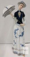 Royal Crown " Victorian Mady holding Umbrella " Porcelain Figurine . Measures 12 &frac34;" tall . No chips or cracks