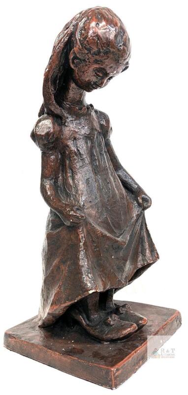 Large Vintage Unsigned Austin Productions Klara Sever Sculpture: 1973 Girl Statue Approx 21.5" Tall, Chips Present
