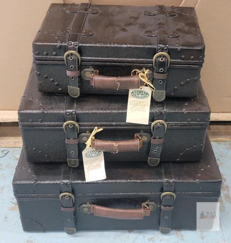 Three (3) Regal Vintage-Style Home Decor Suitcases .