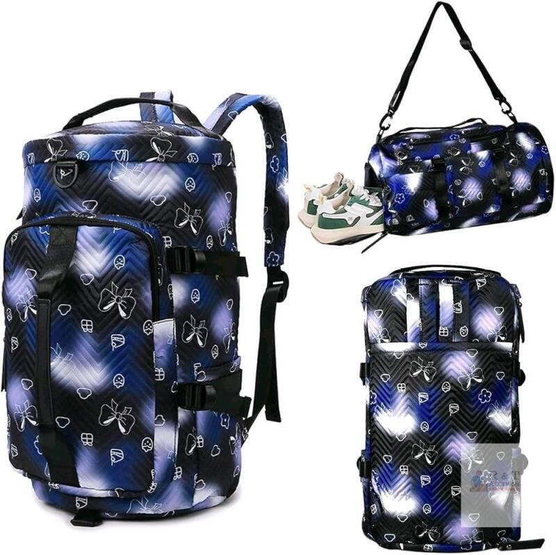New Gym Bag for Women andKids,Travel Duffle Bag,Sports Gym Bag with Shoes Compartment and Wet Pocket,Weekender Overnight Bag