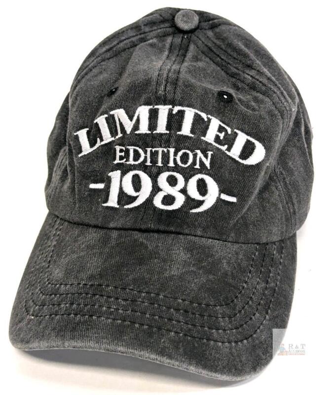 New Adjustable " Limited Edition 1989 " Happy Birthday Gift, Embroidered 100% Cotton Cap Hat