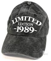 New Adjustable " Limited Edition 1989 " Happy Birthday Gift, Embroidered 100% Cotton Cap Hat