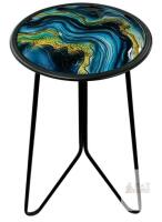 New - LIFFY Patio Side Tables,12" Indoor Outdoor Metal Side Table with Glass Tabletop,Round Decorative Plant Stand & Accent Table for Garden, Yard, Balcony, Backyard, Porch