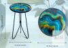 New - LIFFY Patio Side Tables,12" Indoor Outdoor Metal Side Table with Glass Tabletop,Round Decorative Plant Stand & Accent Table for Garden, Yard, Balcony, Backyard, Porch - 2