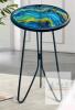 New - LIFFY Patio Side Tables,12" Indoor Outdoor Metal Side Table with Glass Tabletop,Round Decorative Plant Stand & Accent Table for Garden, Yard, Balcony, Backyard, Porch - 3