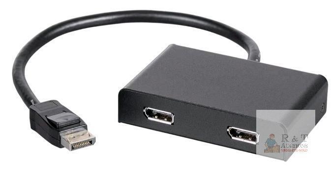 New - Monoprice 2-Port DisplayPort 1.2 to DisplayPort Multi-Stream Transport (MST) Hub, DP to DP, Black