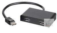 New - Monoprice 2-Port DisplayPort 1.2 to DisplayPort Multi-Stream Transport (MST) Hub, DP to DP, Black