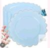NEW 100 Pieces Blue Scalloped Melamine Dessert/Salad Plates, 7.5" Diameter, Glossy Finish