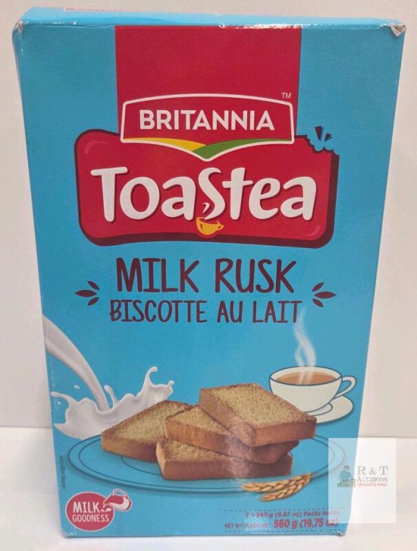 Britannia ToaStea Milk Rusk, 560g (19.75 oz), 2 Packs, Vegetarian, Crisp Biscotte au Lait, UPC 8010163346851