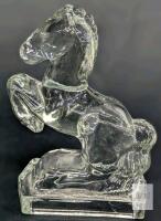 Clear Pressed Glass Rearing Horse Figurine, 6.75" Tall, Decorative Collectible