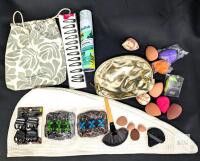 Assorted Hair Products & Makeup Sponges + Makeup Bag, Hair Towel Turban Wrap +