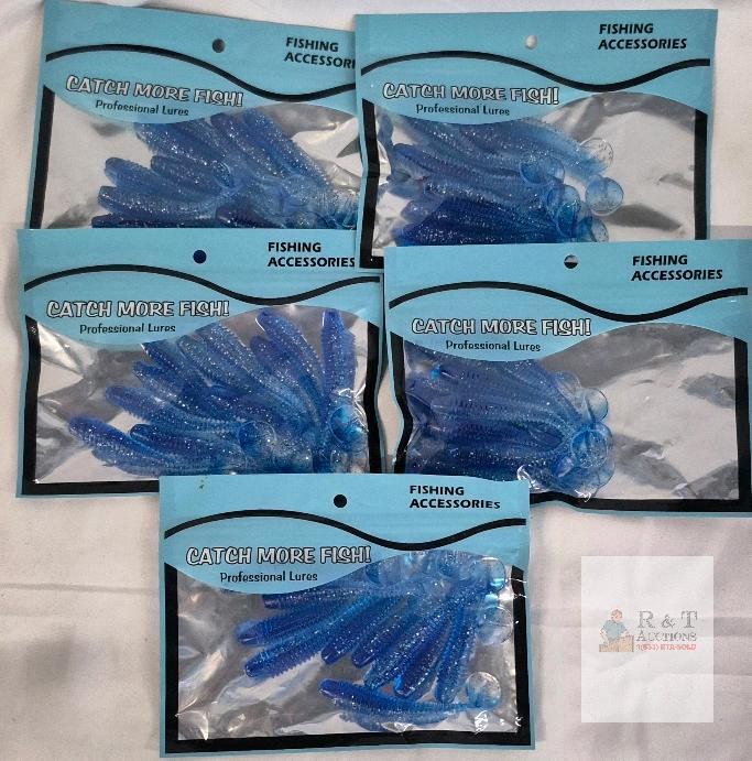 Blue Soft Plastic Paddle Tail Fishing Lures, 3" Ribbed, Pack of 10, Lot of 5, X0049ZVTHV