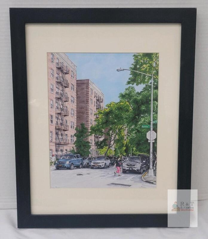 12.5X15.5" Framed Art Print Bennett Ave & W 187 St NYC Black Frame with Mat, Glass, Ready to Hang