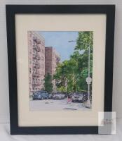 12.5X15.5" Framed Art Print Bennett Ave & W 187 St NYC Black Frame with Mat, Glass, Ready to Hang