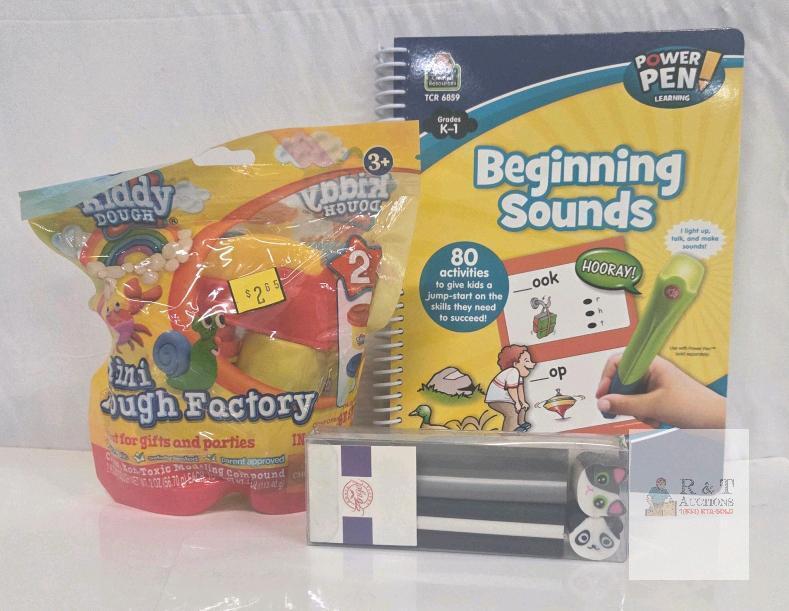 Kiddy Dough Mini Factory Kit, Power Pen Beginning Sounds Workbook K-1, Animal Top Pencils Set