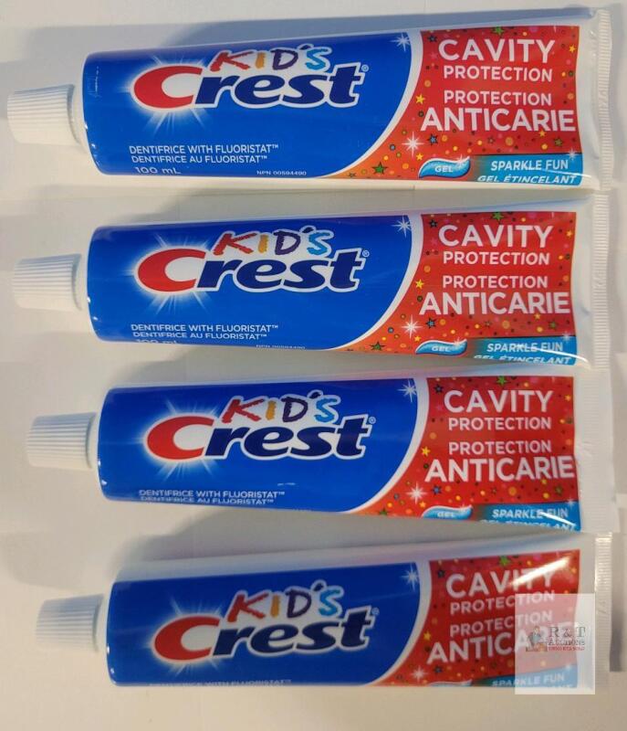 4 Crest Kid&rsquo;s Cavity Protection Toothpaste Gel, Sparkle Fun, 100 mL, Lot 90380487 NPN 00594490