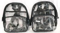 2 NEW Clear Stadium Approved Backpack, PVC, Zipper Closure, Adjustable Straps, 12"x10"x4"