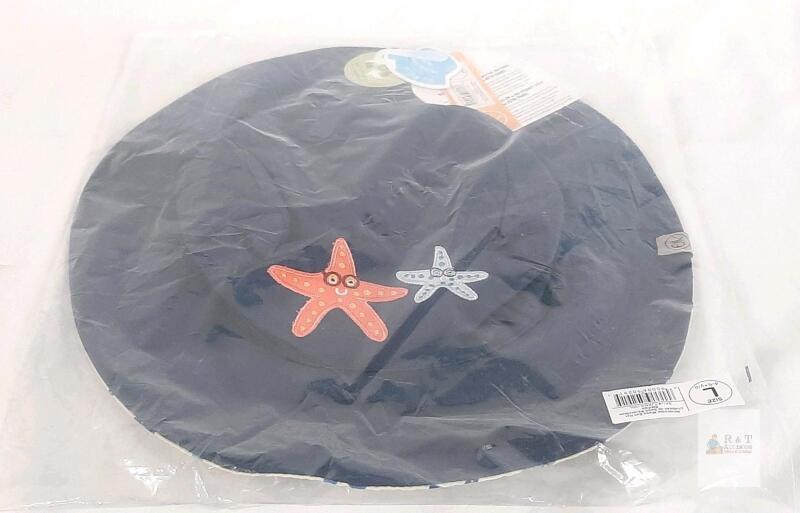 Large 4-6Y Reversible Sun Hat, Starfish Print, i play. by green sprouts, Navy/Blue, FJKMS100L