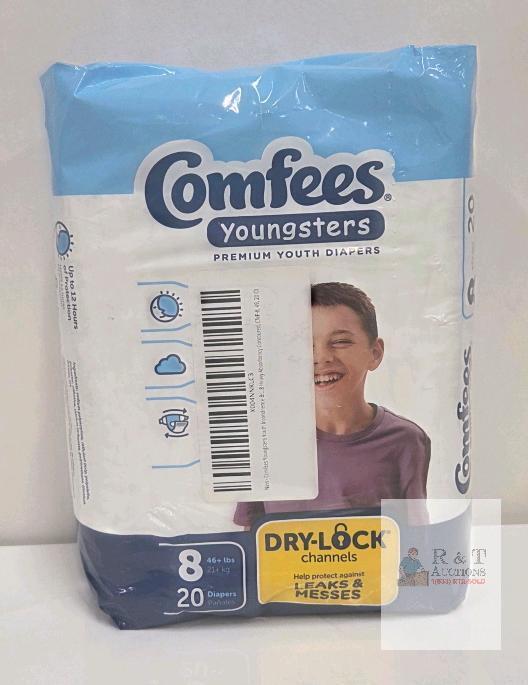 Comfees Youngsters Premium Youth Diapers Size 8, 20-Count Pack, Heavy Absorbency, Unisex