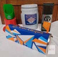 Barware collectibles Veuve Clicquot Limited Edition Mailbox, Jack Daniel&rsquo;s & Steam Whistle Cap Catchers Bar Promo Lot