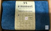 a moment 12"x20" Blue Ribbed Throw Pillow Cover with Zipper Closure